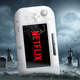 A Wii U tablet stuck in the ground like a tombstone displays the Netflix logo.
